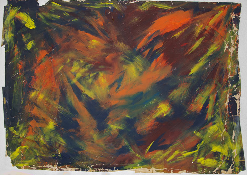Orange, blau, gelb braun